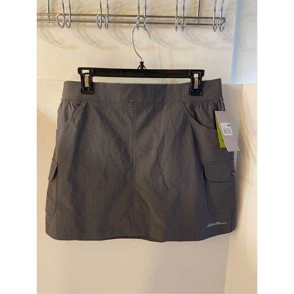 Eddie Bauer Christine skirt skort large new gray 2 way stretch forged iron #elk0 - Picture 1 of 8